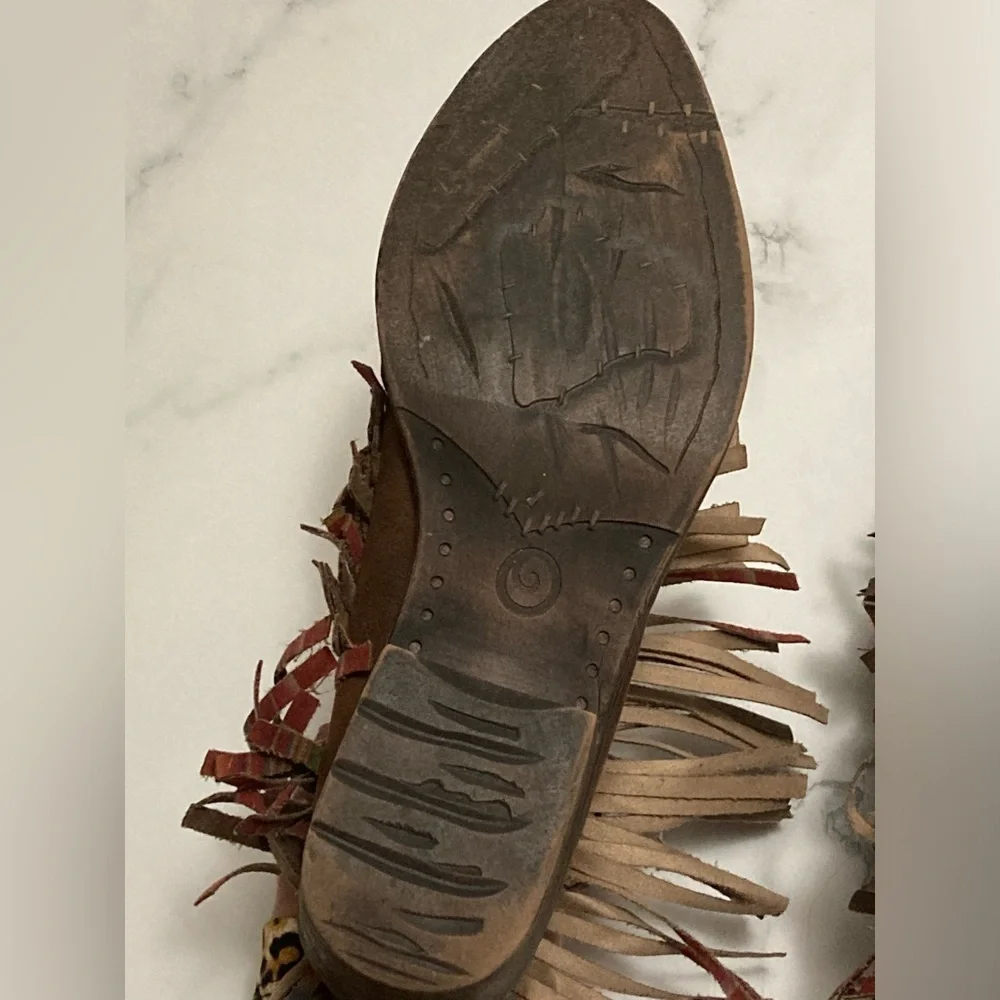 Volatile Western Aztec Fringe Ankle Boots! - Picture 7 of 8
